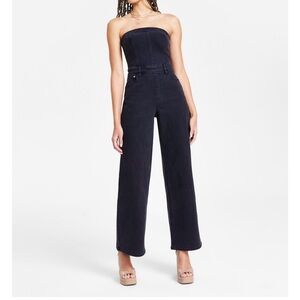 Love Fire Strapless Denim Jumpsuit Wide Leg Palazzo Pants Size M